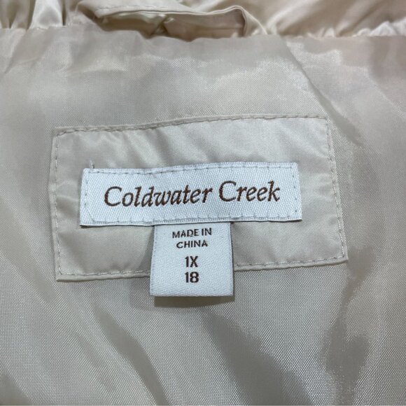 Coldwater Creek Beige Puffer Vest Quilted Winter Warm Minimalist Neutral 1X - Picture 3 of 10